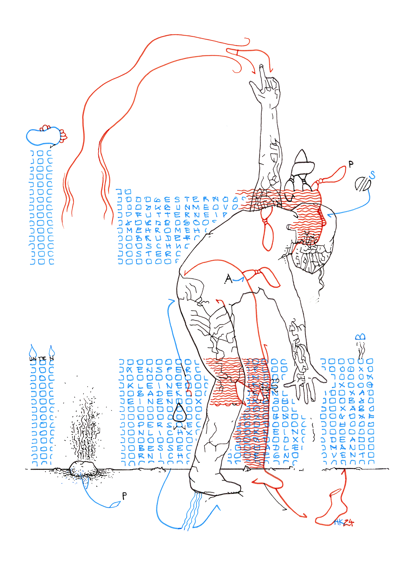 Hannes Kater –Tageszeichnung (Zeichnung/drawing) vom 08.03.2024 (1414 x 2000 Pixel)