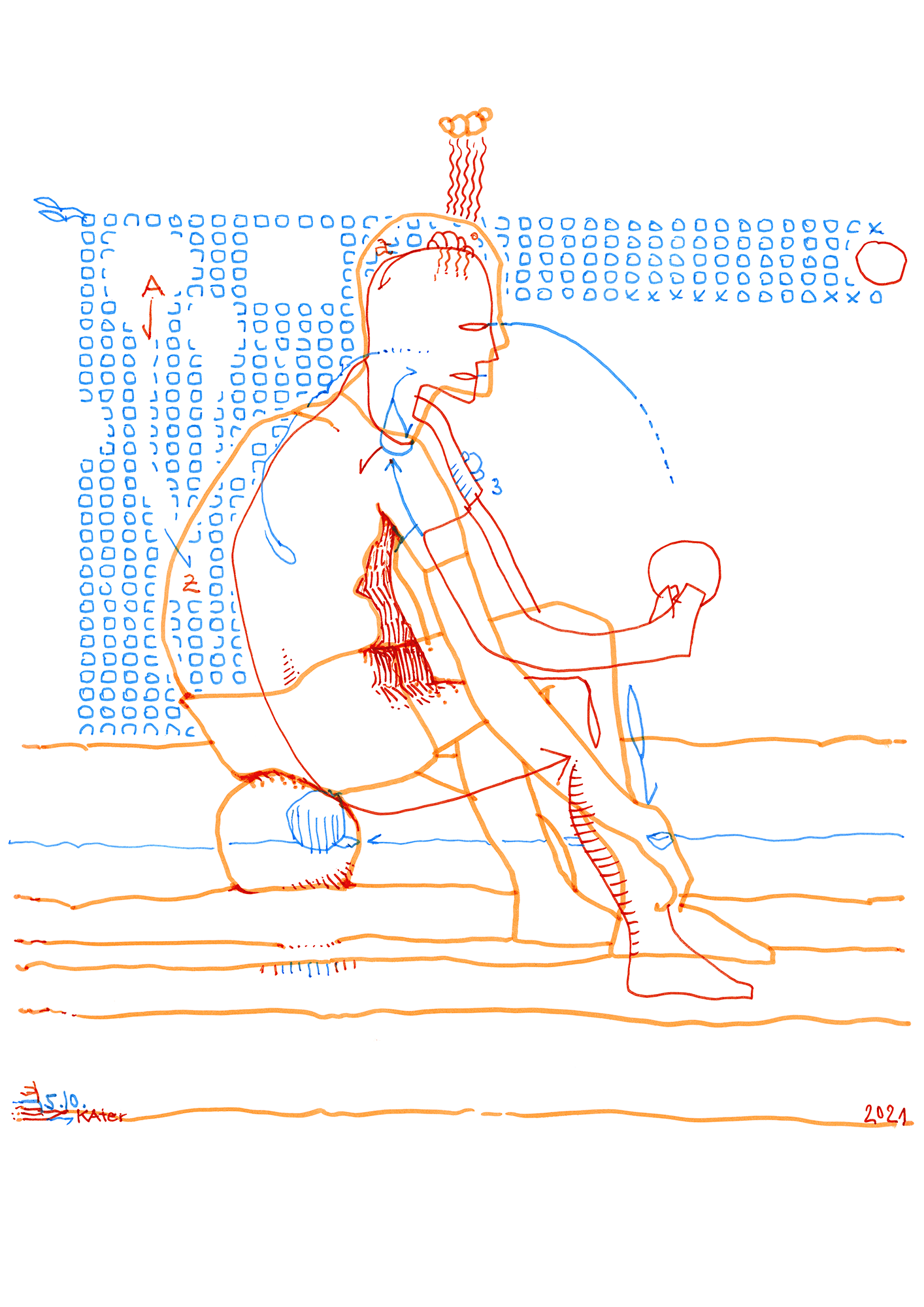 Hannes Kater: Tageszeichnung (Zeichnung/drawing) vom 05.10.2021 (1414 x 2000 Pixel)