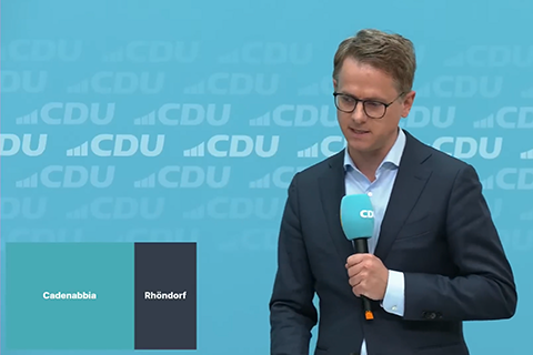 Carsten Linnemann pitcht – Screenshot (Ausschitt) aus einer abgefilmten Presskonfernz im Konrad-Adenauer-Haus, September 2023