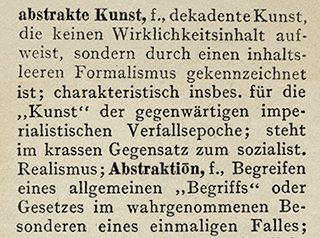 "Abstrakte Kunst" aus Wilhelm Liebknechts Volksfremdwörterbuch