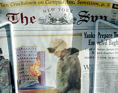 Titelseite der New York Sun mit Wandbild